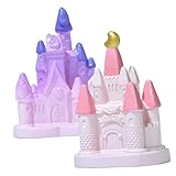 BESPORTBLE Lot de 2 Mini Châteaux Décoratifs pour Jardin et Gâteau Plastique Coloré Accessoires Miniatures pour Décoration de Bureau Terrarium et Paysage Ornements Compacts et Légers