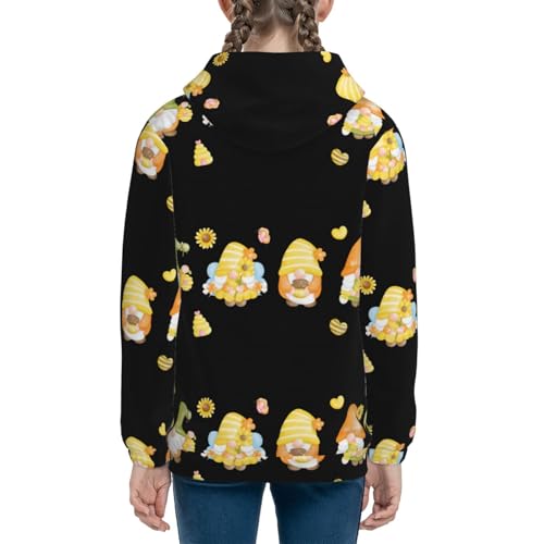 Bee Happy Sunflower Gnomes Kids Pullover Hoodies Boys Sweatshirts Girls Athletic Clothes with Pocket4