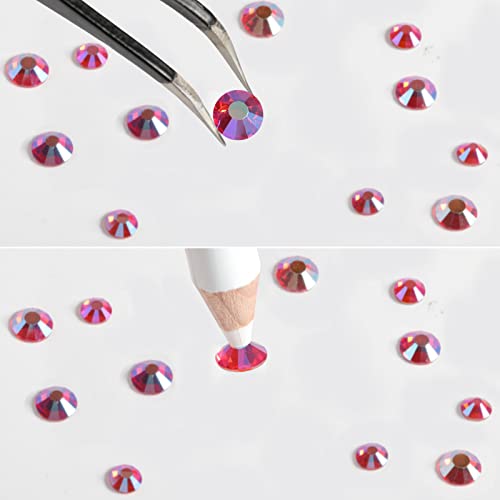 Beadsland Rhinestones for Makeup,8 Sizes 2500pcs Orange AB Flatback Rhinestones Face Gems for Nails Crafts with Tweezers and Wax Pencil,Hyacinth AB,SS4-SS30 - Image 4