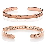 Carviell Inspirational Bracelets for Women - Engraved Cuff Jewelry, Confirmation Gifts, Christmas or Graduation Present, Bracelets for Teens, Gift Ideas for Teenagers