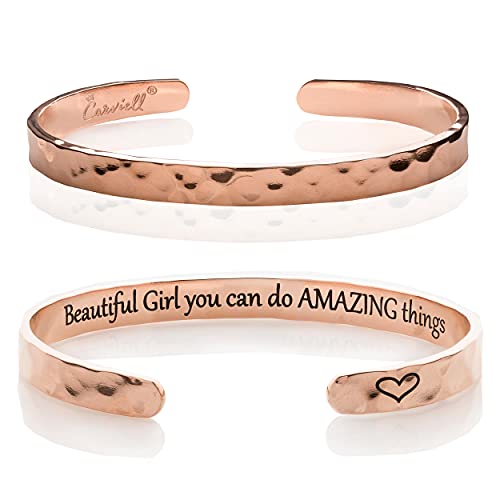 Carviell Inspirational Bracelets For Women, Confirmation Gifts, Bracelets For Teen Girls, Engraved Cuff Jewelry For Teenage Girls, Gift Things Ideas #TOP1
