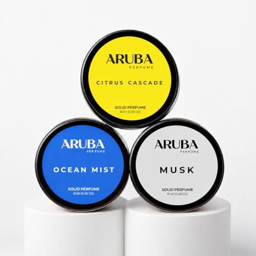 Image of Set of 3 Alcohol Free Citrus Cascade | Ocean Mist | Musk Solid Perfumes | Wax Perfumes for Men & Women | Cologne | Strong & Lasting Fragrance | Gifting Pack for Him & Her