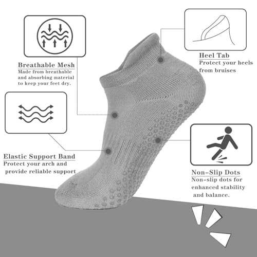 Image of loudashuaiqi Grip Pilates Socks Non Slip Athletic Yoga Socks with Grips for Women Grippy socks for Hospital Workout Barre