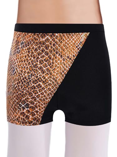 Jugaoge Kids Girls Snakeskin Print Biking Yoga Shorts High Waist Stretchy Gymnastics Ballet Dance Shorts4
