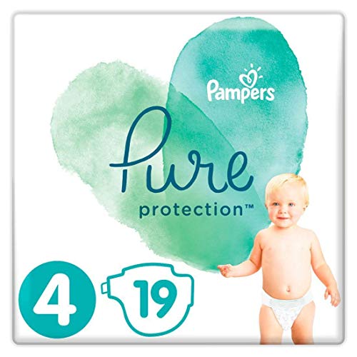 Pampers Pure Protection Pañales Desechables, Pack de 19 piezas de 9 a 14 kg, talla 4