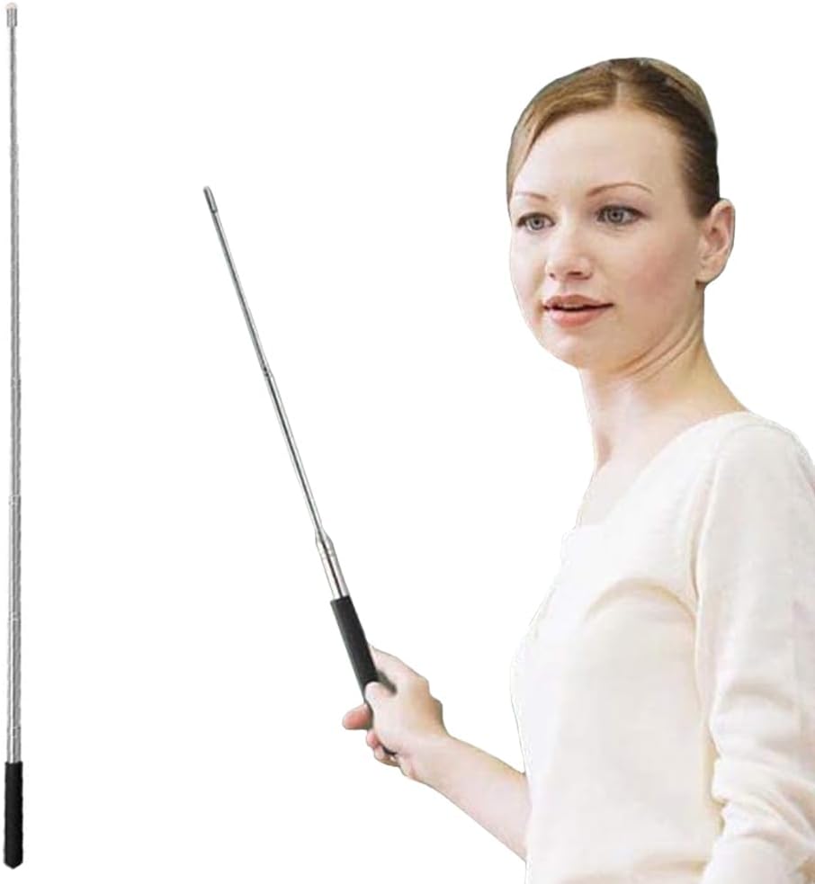 Hodaqe Telescopic Teacher Pointer, 100 cm, Black | Stainless steel presentation stick for classrooms, meetings and guided explanations.