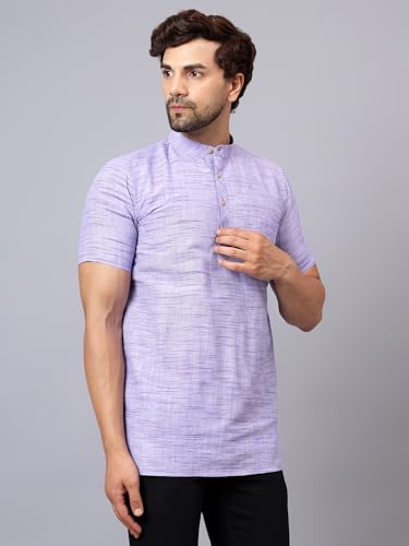 Image of LATEST CHIKAN Men's Cotton Regular Casual Strped Short Kurta Half Sleeves - (SK-LJ.DS.AS)