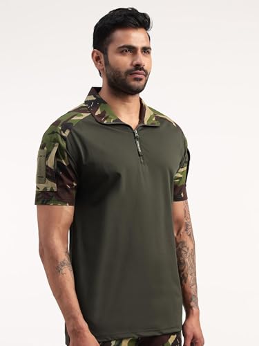 Image of MOUNTMILLER Men's Short Sleeve Ripstop Tactical Polo T-Shirt | Anti-Odor | Moisture-Wicking | UV Protective| Ideal for Hiking & Trekking, Outdoor