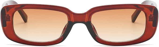 Lunettes de soleil rectangulaires marron, finition rétro d'exception