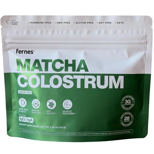 Image of Matcha Colostrum Powder for Women & Men - Grass Fed, Whole Bovine First Day Milking - Non GMO, Soy Free, Keto, Gluten Free - 28 Servings, 3.95 oz - Made in USA