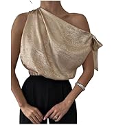 RoseSeek Women's Off Shoulder Tie Side Blouse Sleeveless Crop Tops Elegant Blouses