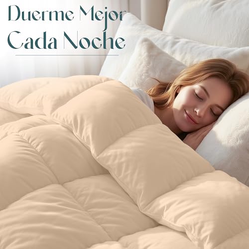 Miniatura 3 de Utopia Bedding - Invierno Edredón De Fibra, Fibra Hueca Siliconada, 370 Gr M Beis, Cama 135 150-220 X 240 Cm