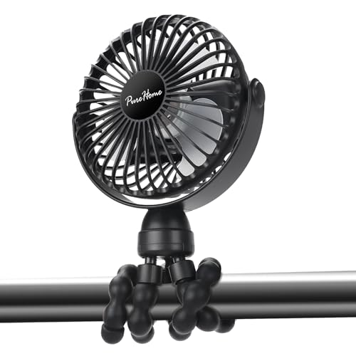 Image of Mini Portable Stroller Fan Battery Operated and USB Rechargeable,360°Rotation Ultra Quiet Personal fan for office, bedroom or chilling outside
