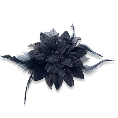 KSJEHW Broche Plume Vintage, Broches de Fleurs Fantaisie Broches pour Femmes Accessoires Vestimentaires Style Élégant comme Cadeau pour Femme(Noir