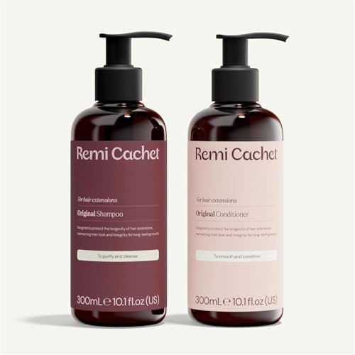 REMI CACHET Hair Shampoo and Conditioner 2x 300ml Duo Giftset | Desgined to Cleanse Hydrate Protect Hair Extensions and Natural hair | Enhance Shine Reduce Breakage Strengthen Hair