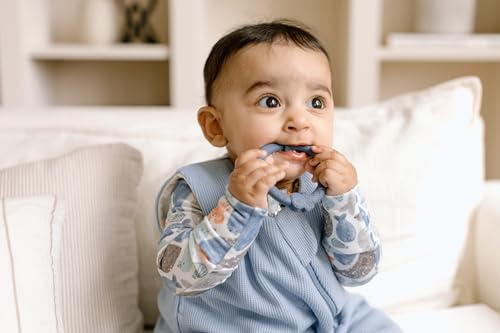 Image of Loulou Lollipop Silicone Teething Ring Set - Set of 3 Baby Chew Toys for Teething Relief - Food-Grade, Non-Toxic & Durable Infant Teethers - Textured Rings for Sensory Development - Blue Fog