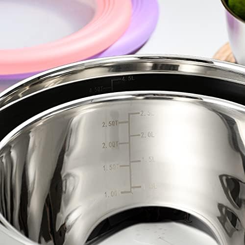 Miniatura 4 de Juego de cuencos para mezclar con tapas, 3 piezas de acero inoxidable, juego de cuencos de metal para cocinar, hornear, preparar y almacenar