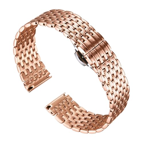 Image of BINLUN Mesh Stainless Steel Watch Band, Ultra Thin Polished Replacement Bracelets with Butterfly Buckle for Men Women, 12 /14 /16 /18 /20 /22mm