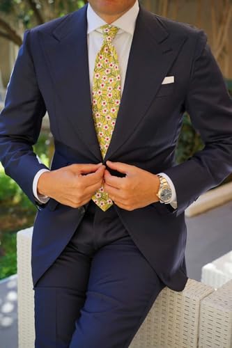 Image of OTAA Floral Necktie Casual Ties for Men - Perfect Neck Tie for Groomsmen Wedding Ties or Formal Occasions