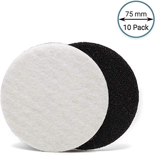 Image of Glass Polish 3 inch (75mm) Pack of 10 Felt Polishing Pads for Polishing Glass, Plastic, Metal and Marble