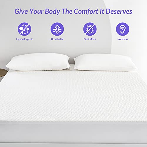 Protector de colchón impermeable King de bambú blanco extra profundo 6