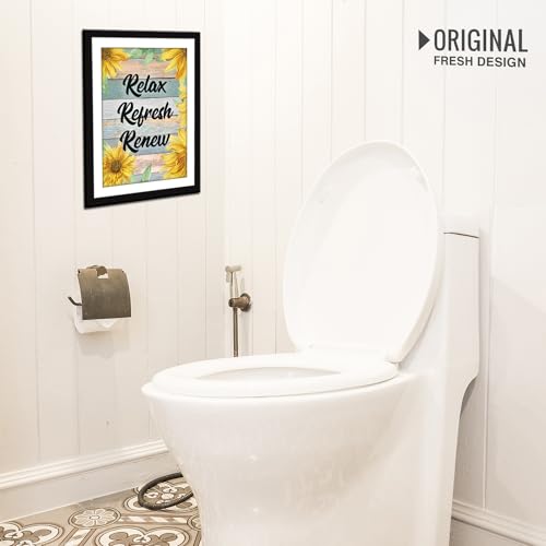 Image of Chaka Chaundh - Relax Refresh Renew bathrooms poster - bathroom posters with frame - bathrooms quotes framed posters - Washroom Quotes Frames - Toilet Quotes Wall Hanging - (14 X 11 Inches)