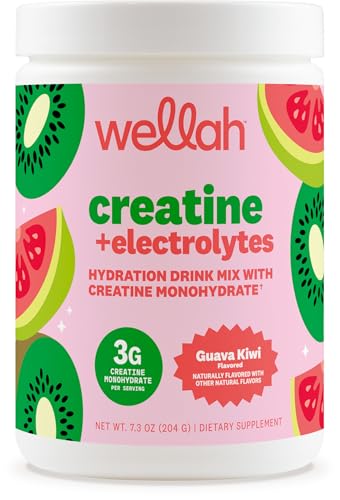 Image of Wellah Creatine + Electrolytes Powder (Guava Kiwi) 30 Servings | Hydration Drink Mix with 3g of Creatine Monohydrate