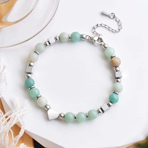 Shonyin 8-10 Year Old Birthday Gift, Natural Stone Heart Bracelet for Her Daughter Granddaughter Niece4