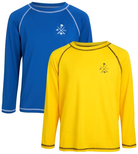 Quad Seven Boys Swim Shirt - 2 Pack Sun Protection Quicky Dry Long Sleeve Rash Guard for Boys Youth Kids Swimwear (2T-18)