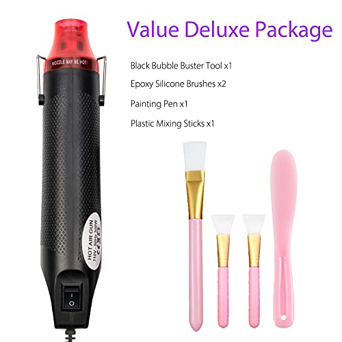 Yolent Mini Heat Gun For Epoxy Resin Crafts Bubble Buster Tool Making Epoxy Glitter Tumblers Turner Diy Acrylic Resin Cups Embossing Stamps Drying Paint Art Painting Kits 4 Pcs Accessories, Black #TOP6