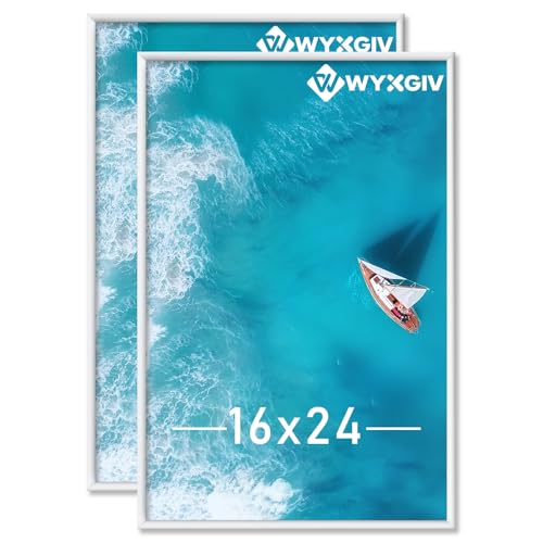 White 16x24 Picture Frame Set of 2 Slide-In Strips Wall Hanging Frame