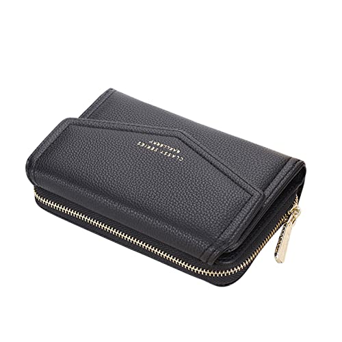 Portefeuille Femme Cuir Moyen Porte Monnaie Femmes Fermeture Éclair Poche à Monnaie Porte-Cartes avec 10 Compartiments pour Cartes Portefeuilles Pochette...