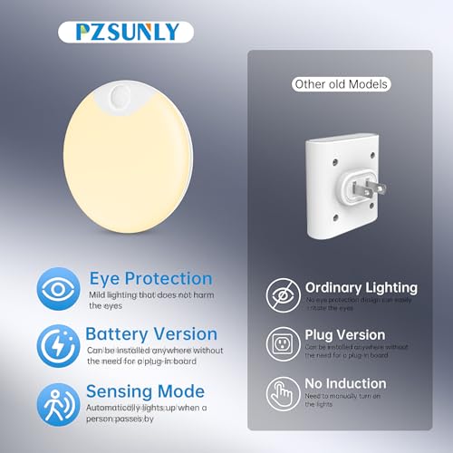 Image of Motion Sensor Night Light,LED Rechargeable Indoor Night Lights,Magnetic Cabinet Light Closet Light for Kitchen Bedroom Bathroom Stairs 6 Pack (Warm Lamp)