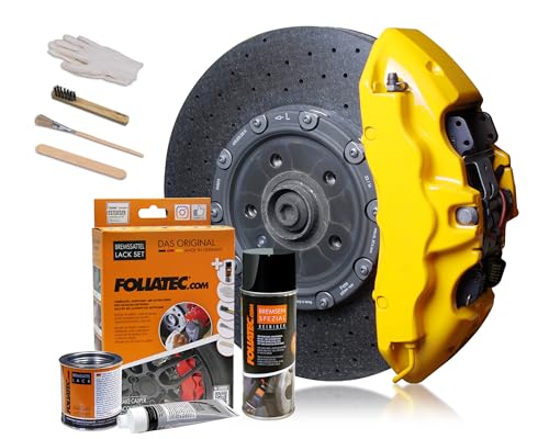Foliatec Bremssattel Lack Set, Hitzebeständig, Komplettsatz für 4 Bremssättel, speed yellow, 7-teiliges Set