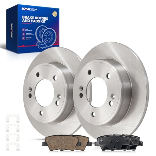Image of KAX Rear Brake Kit, OE Brake Rotors and Ceramic Brake Pads | Fits Kia Soul 2014-2016, Kia Forte 2014-2016, Hyundai Veloster 2012-2015, Kia Forte5 2014-2016, Kia Forte Koup 2014-2016