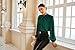 Women 2024 Fall Fashion Blouses Tops Casual Long Lantern Sleeve Satin Slim Fit Shirts Dark Green S