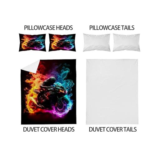 Housse de couette moto 200x200 cm anti-plis en microfibre durable