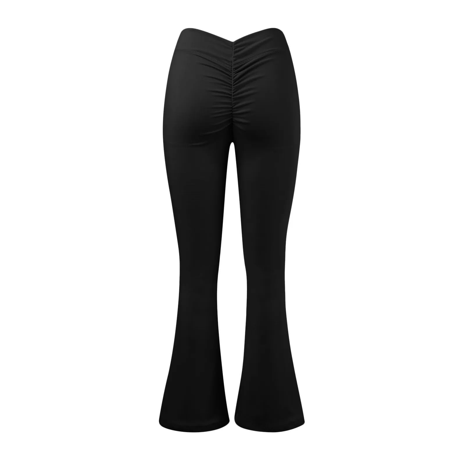 Stretch-Yoga-Leggings for Damen – Lange, ausgestellte Fitnesshose, lässige Sport- und Laufhose, Standarddicke(Black,S)