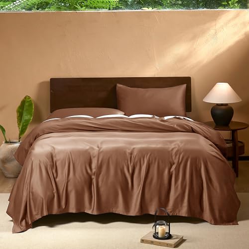 Image of EVERLY King Sheets Set,Luxuriously 400 Thread Count Organic Viscose Derived from Bamboo Bed Sheet,Cooling Sheets for King Size 4 Piece Deep Pockets Bedding Sheets &Pillowcases-Brick Red