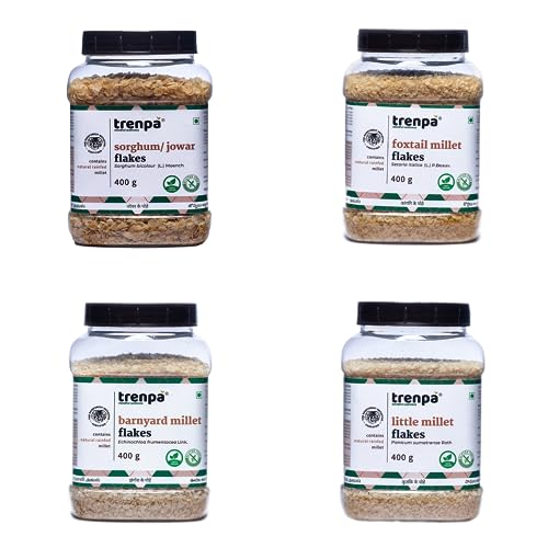 Trenpa 4x400 gms Millet Flakes Combo (Poha) Barnyard, Little,