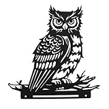 ACOLY Decoración artística de jardín de metal con forma de búho, estacas de hierro para pájaros en ramas, ideal para césped, cercas, paredes, caminos, casas y patios.