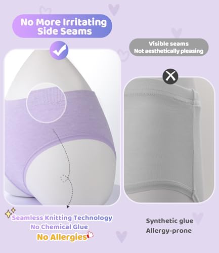 BAMBOO COOL Teen Girls Seamless Underwear Soft Stretchy Tagless Panties Moisture-Wicking Breathable Briefs 7-16 Years 6 Pack3