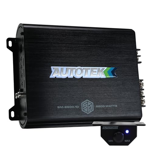 Autotek Street Machine 2600W Monoblock Car Audio Amplifier with Bass Knob & Equalizer to Optimize Frequencies for Subwoofers and Full-Range Speakers