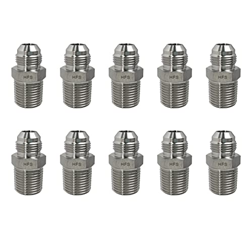 Image of HFS(R) 1 /2 inch NPT Male to 1 /2 inch JIC Male Adapter Pipe Fittings Stainless Steel 304, 10PCs Package