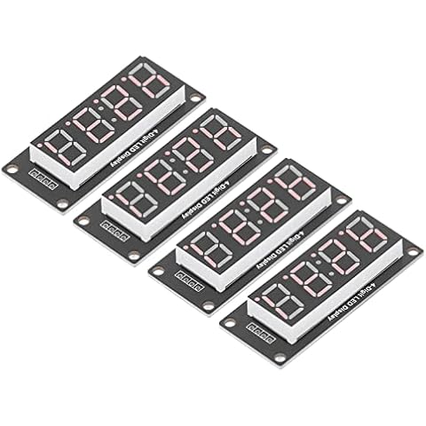 4 Set 4 Digit Digital Tube mit Pin Header LED Display Board 7 Segmente Clock Modul TM1637 0.56in Clock Double Dots Modul(Rot MRA041D) Cover