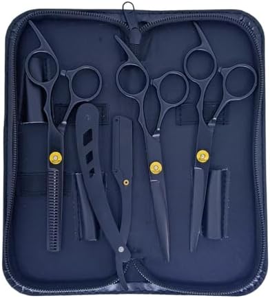 Kit Barbeiro Aço Inox Cabeleireiro Tesouras Navalha Pentes Barbea...