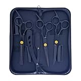 Kit Barbeiro Aço Inox Cabeleireiro Tesouras Navalha Pentes Barbearia Corte Masculino Profissional Barbeiro Cabeleireiro- UP SHOP (Tesoura preta)