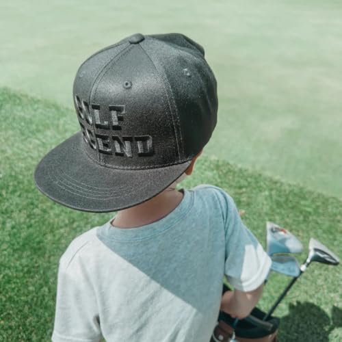 Buff Bo Golf Legend Youth Trucker Hat, Black Snapback Hat with Embroidery, Adjustable Flat Bill Trucker Hat, One Size Fits All Youth Golf Hat, Full-Back Golf Hat with Comfortable Fit & Everyday Style3