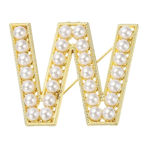 Image of PATIKIL Letter Brooch Pins, Pearl Initial Alphabet Letter Lapel Badges Pin for Women Men Girl Wife Suits