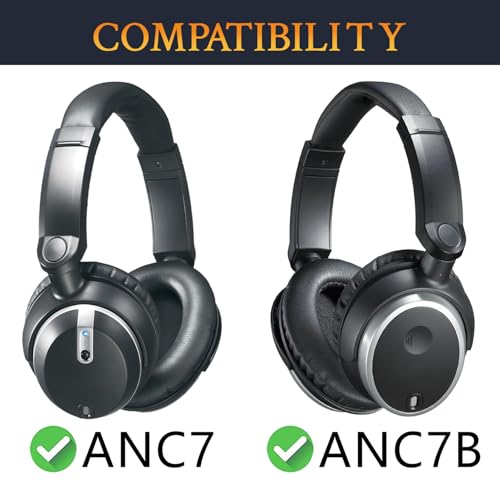 SOULWIT Replacement Earpads para Audio-Technica ATH-ANC7/ANC7B Auriculares, Almohadillas de cuero proteico suave y espuma de alta densidad - Negro miniatura 2